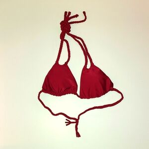 NWOT Solid Red Rope Bikini Top Large